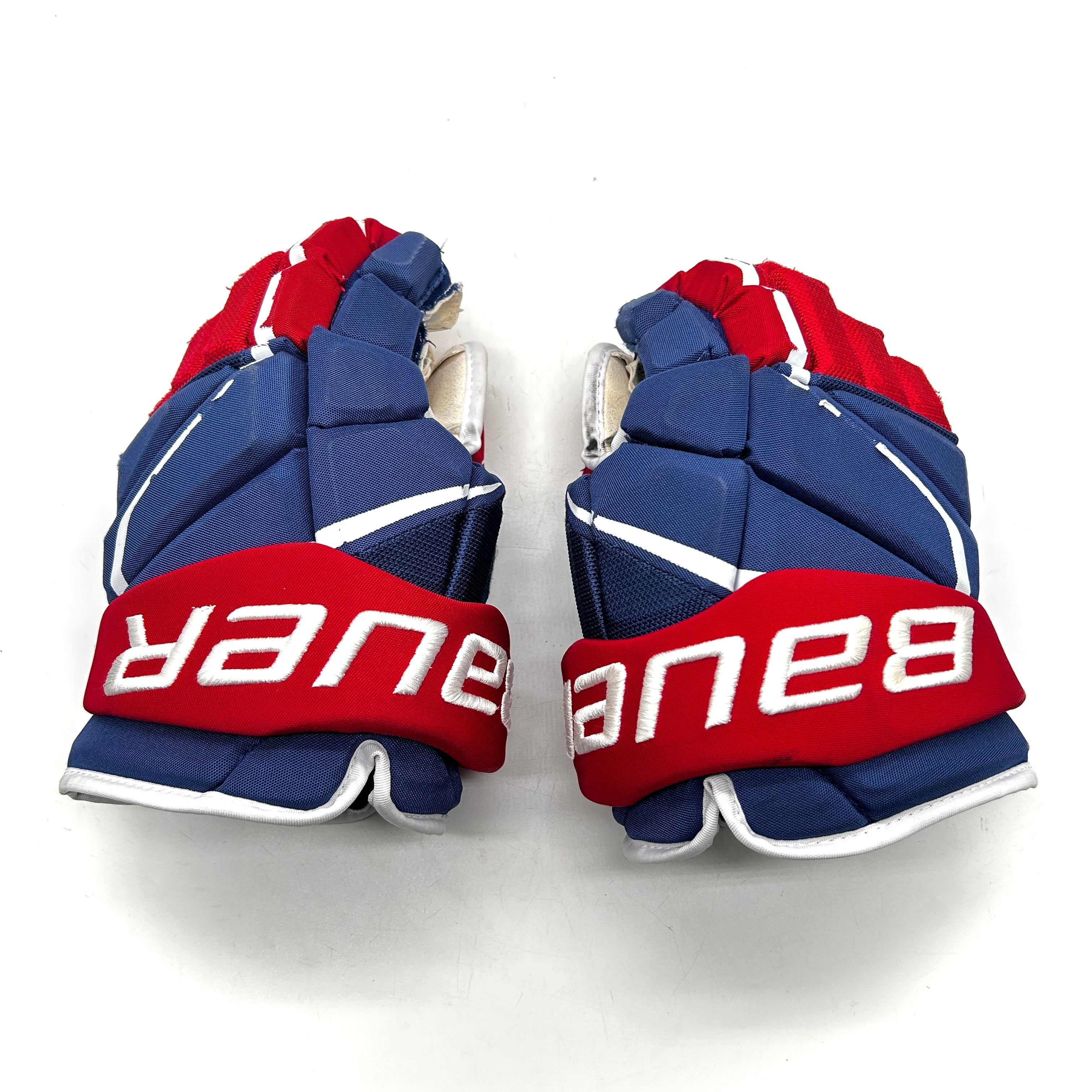 Bauer Vapor Hyperlite - Used NHL Pro Stock Glove - Justin Barron (Blue/Red/White)